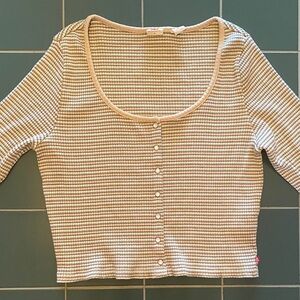 Levis Women’s Long Sleeve Ribbed Striped Top